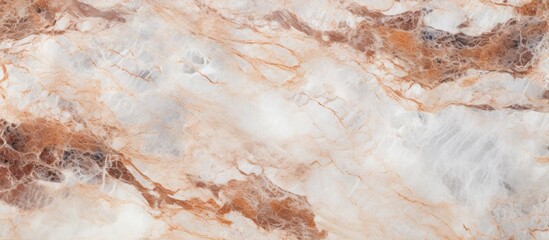 A detailed closeup of a luxurious brown and white marble texture resembling a mix of bedrock and...