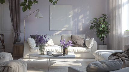 Pale dove gray, with hints of lavender undertones, creating a serene and calming atmosphere within the space.