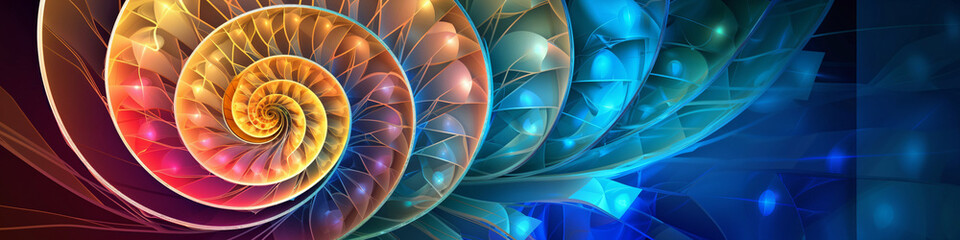 Abstract digital background. Fibonacci spiral and the golden ratio.