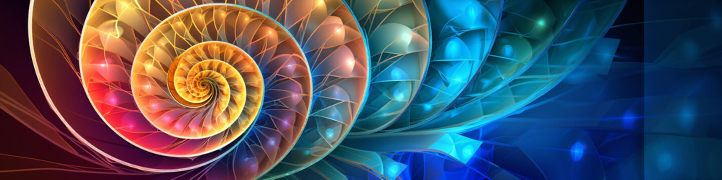 Abstract digital background. Fibonacci spiral and the golden ratio.