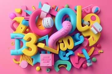 A colorful abstract background with numbers and shapes