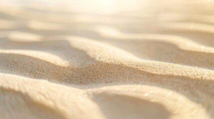 Fototapeta na wymiar Close-up of smooth beach sand, subtle ripples, soft beige tones