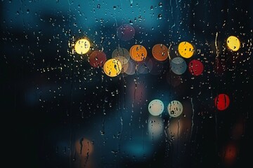 Rain on a windowpane, distorted light, a touch of melancholy - obrazy, fototapety, plakaty