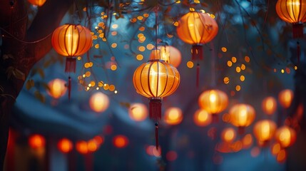 Obraz na płótnie Canvas Glowing lantern festival, cultural beauty
