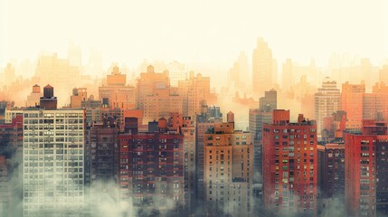 Sprawling urban skyline, city life