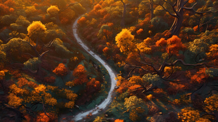 Autumn road, the breath of autumn
