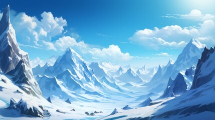 Obraz premium Snowy mountain peaks with a clear blue sky