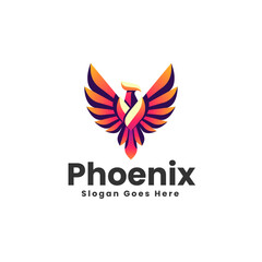 Vector Logo Illustration Phoenix Gradient Colorful Style