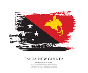 Obraz na płótnie Canvas Flag of Papua New Guinea, brush stroke background