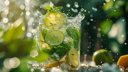 A refreshing mojito cocktail with a splash of lime and mint