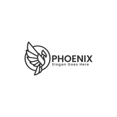 Vector Logo Illustration Phoenix Line Art Style