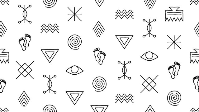 West African Pattern with Nsibidi Symbols and a Handmade Feel