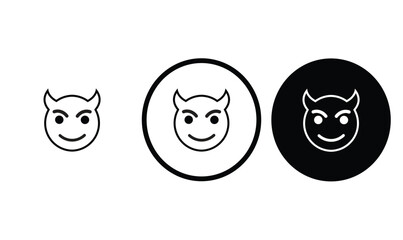 Devil emotion icon black outline for web site design 
and mobile dark mode apps 
Vector illustration on a white background