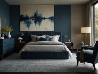 Tranquil Haven, Yale Blue Modern Bedroom Oasis