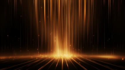 Abstract glowing gold vertical lighting lines on dark background with lighting effect and sparkle with copy space for text Luxury design style  AI generated illustration