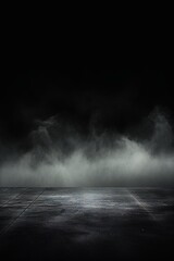 Abstract image of dark room concrete floor Black room or stage background for product cloudiness mist or smog moves on black background AI generated illustration