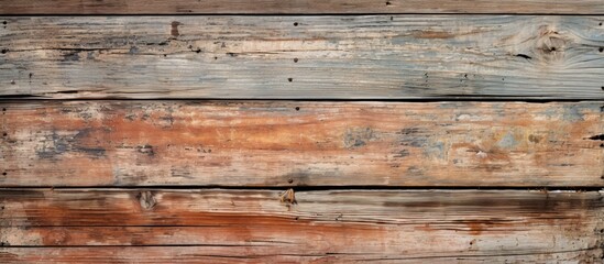 Naklejka premium A closeup photo of a brown hardwood plank wall showcasing the intricate wood grain pattern. The building material resembles a rectangle shape with a wood stain finish