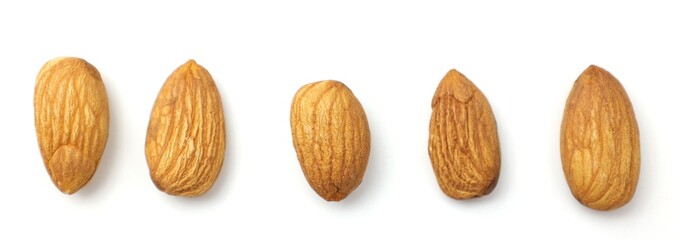 Almond nut on white background 