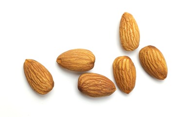 almonds isolated on white background