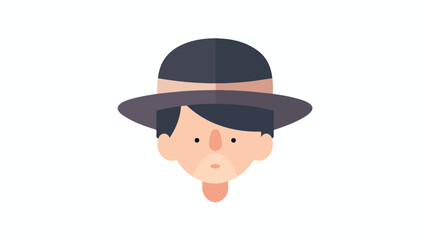 Head with hat avatar character flat cartoon vactor