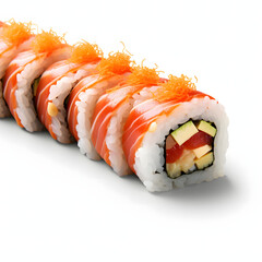 Salmon Sushi Roll Isolated on transparent or white background