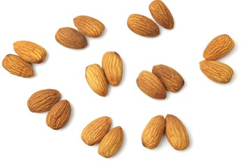 almonds isolated on white background