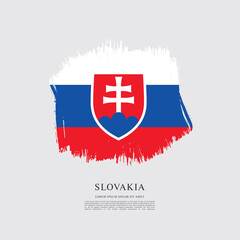 Fototapeta premium Flag of Slovakia, brush stroke background