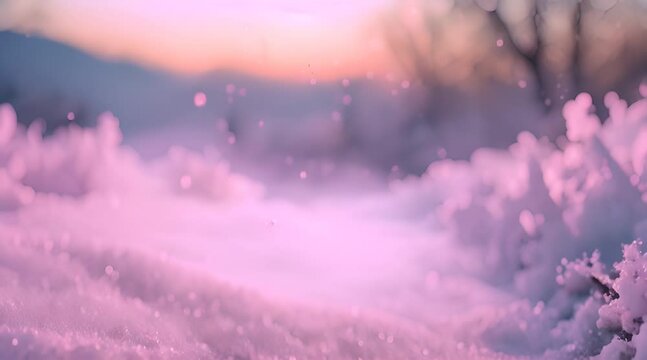 Night snow, very light blue, enoki and pink glow gradient motion background loop. Moving color blurred animation. Soft color transitions