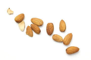 almonds isolated on white background