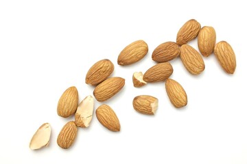 almonds isolated on white