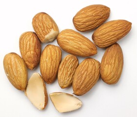 almond on white background 