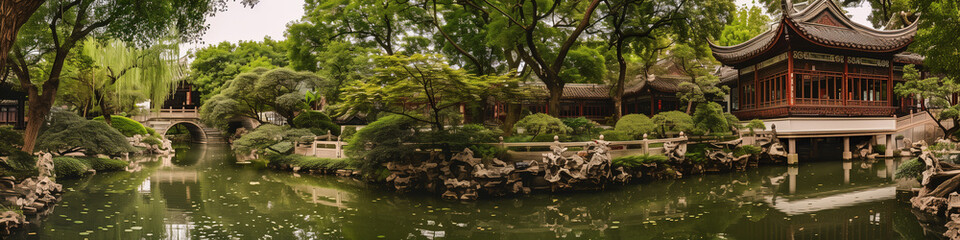 Fototapeta na wymiar Suzhou garden landscape, China,created with Generative AI tecnology.