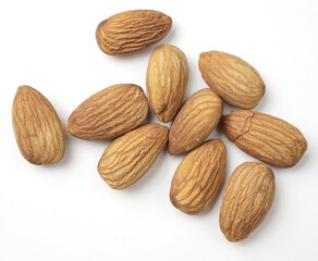 almonds on white background