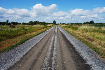 Gravel road in Wolfe Island, Ontario, Canada