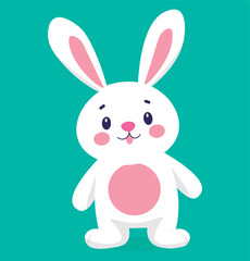 White cute rabbit, vector illustration