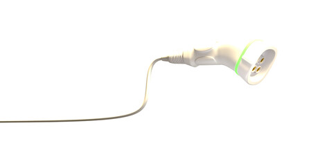 the white color electric plug, white color chager plug on transparent background.