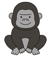 Obraz premium お座りしているゴリラのベクターイラスト。アイコン、動物