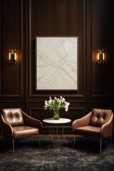 An elegant interior setting designed for interviews featuring two sophisticated chairs AI generated illustration