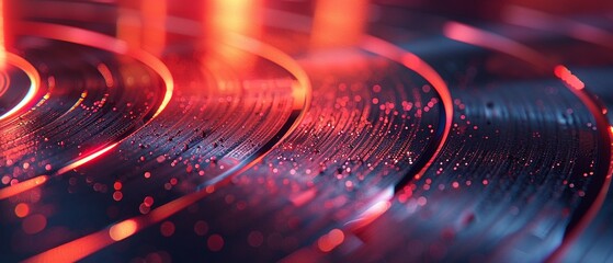 Retro vinyl record, macro, grooves detail, soft focus for a musical vintage background , 3D render