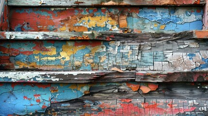 A patchwork of faded and cracked wooden steps its once vibrant colors now muted a visual representation of the cycles of life and decay.