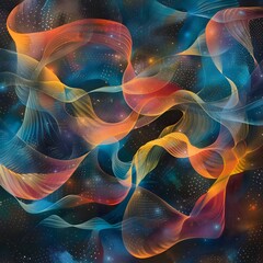Obraz premium Quantum Distortions:Celestial Dance of Intertwined Energies Warping the Fabric of Space and Time