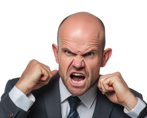 Business man with emotions and gesture transparent background