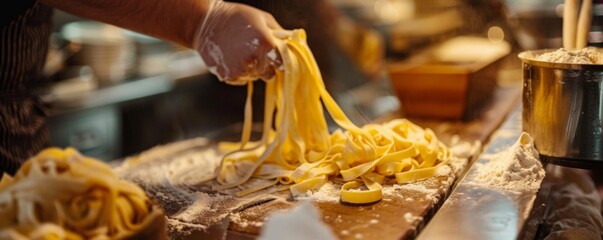 A pasta station that s a nod to the old-world charm - obrazy, fototapety, plakaty