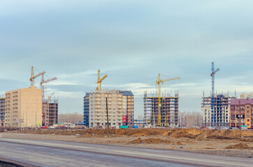 Large construction of high-rise apartment buildings