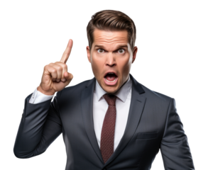 Business man with emotions and gesture transparent background