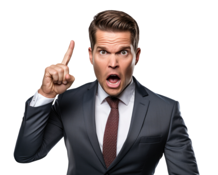 Business man with emotions and gesture transparent background