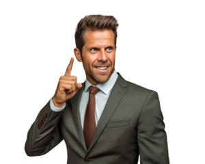 Business man with emotions and gesture transparent background