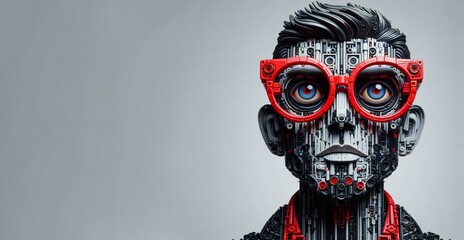 a lego man with red goggles and red glasses is wearing a red pair of goggles. Generative AI