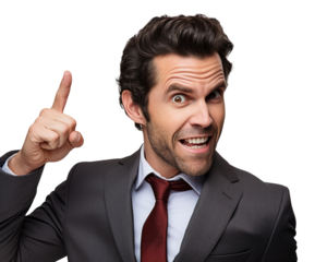 Business man with emotions and gesture transparent background