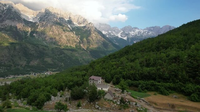 Drone flight over the Valbona valley in the north of Albania.